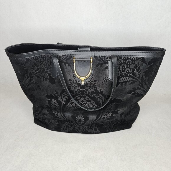 Gucci Brocade Soft Stirrup Black Suede Leather Purse Tote Handbag - Picture 2 of 13